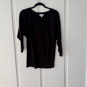 LOFT Dolman Sleeve Tunic Top Blouse Casual Comfy Black Size Medium‎